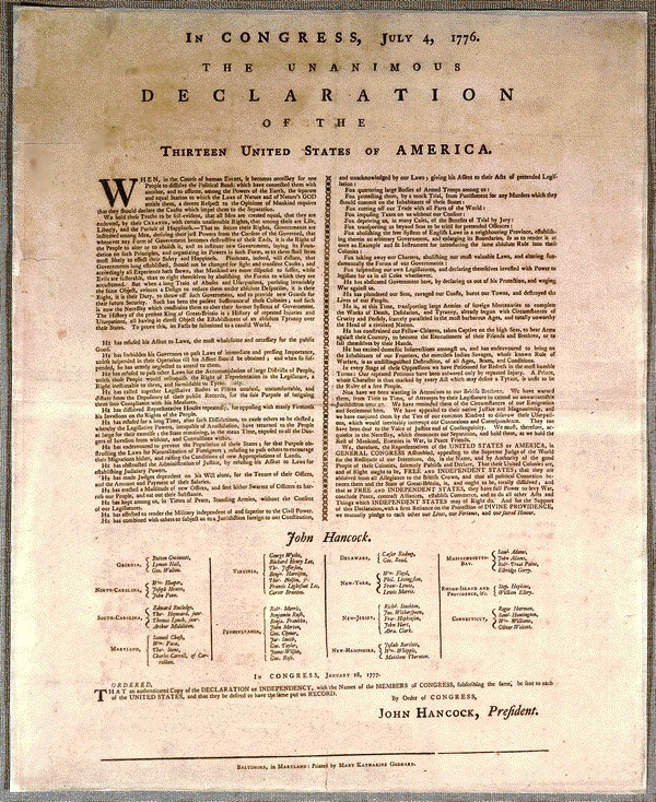 Picture of the first public printing with signatures