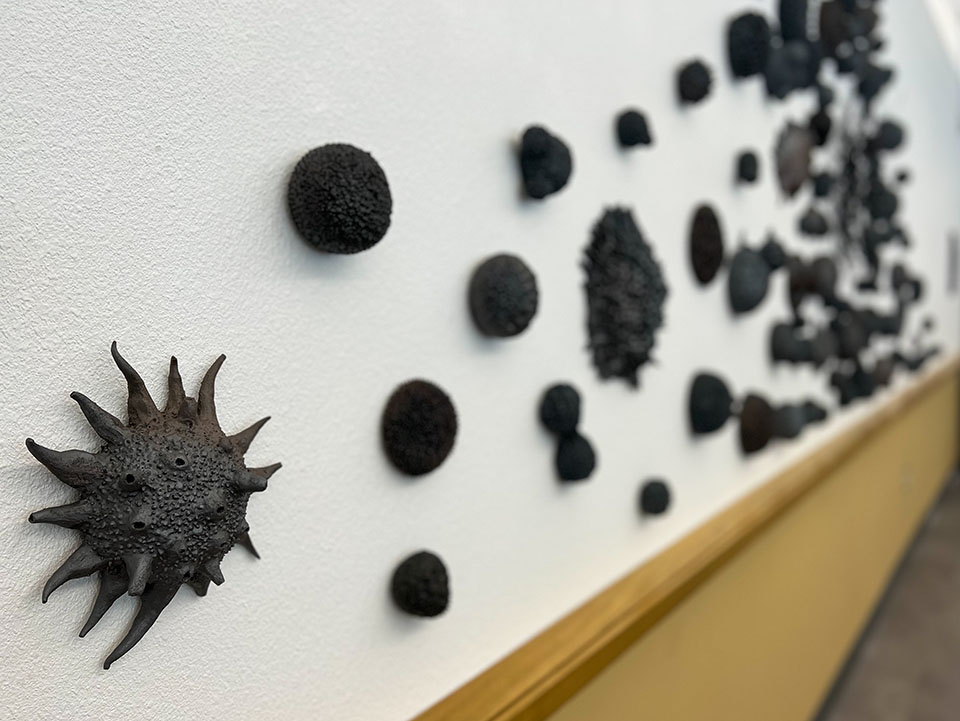 black artwork on spectra gallery wall